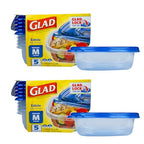 Glad GladWare Entree Food Storage Containers with Lids, Medium Square BPA Free Plastic for Meal Prep and Lunches, Lock Tight Seal, Microwave and Dishwasher Safe, 25 Oz, 5 Count - 2 Pack - size: 25 oz - 10 Count, style: Square