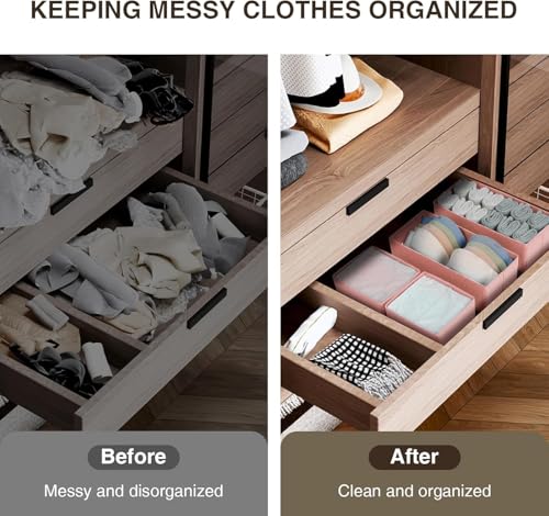 DIMJ Drawer Organizer for Clothing, 18 Pack Fabric Drawer Organizer Bins, Foldable Sock Organizer for Drawer, Dresser Organizer for Clothes, Socks, Bra, Tie - color: Pink, size: 18 Pack
