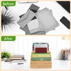 Desk File Mail Organizer Countertop, 5 Slots Bamboo Folder Sorter Holder for Letter, Envelope, Paper, Bill Filing, Desktop Tray Organizer for Office & Home