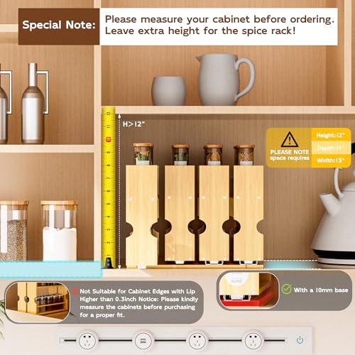 Jolitac Bamboo Pull Out Spice Rack for Cabinet, Slide Out Drawers, Space-Saving Seasoning Kitchen Pantry Sliding Vertical Organization, Easy to Install, 9.1" Wide, 3 Drawers(1.85" Wide), 2-Tier - size: 9.1" Wide, 3 Drawers(1.85" Wide), 2-Tier