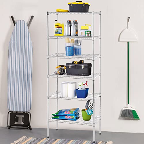 BestOffice Adjustable Wire Shelving Storage Shelves Heavy Duty Shelving Unit for Small Places Kitchen Garage (Chrome, 13" D x 23" W x 59" H) - color: Chrome, size: 13"D x 23"W x 59"H