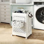 Giantex 75L Collapsible Laundry Baskets with Wheels, Foldable Laundry Basket with Wheels, Handles & Underwear Basket, Large Plastic Laundry Hamper for Bathroom, Bedroom, Dorm