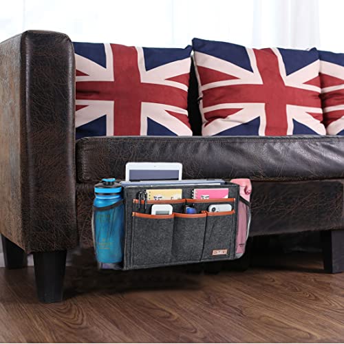 Zafit Bedside Caddy, Large Size Bedside Storage Organizer Bedside Organizer Caddy for Magazine Remotes Phone (13.4'' x 18.1'' Plus Size, Dark Grey) - color: Dark Grey, size: 13.4'' x 18.1'' Plus Size