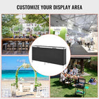 VEVOR Extra Long Folding Portable Bar Tradeshow Podium Table for Indoor, Outdoor, Party, Picnic, Exhibition, Includes Carrying Case, Storage Shelf and Black Skirt, 77.95" x 15.16" x 34.65" - size: 77.95 INCH