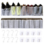 Jestik RV Shoe Storage for Bedside - 16 Large Pocket Bed Hanging Shoe Organizer Bag with Hooks, Wall Mounted Shoes Rack, Foldable Mesh Pockets, Bedside Caddy for Shoes, RV & Camper Essentials (2 Pack)