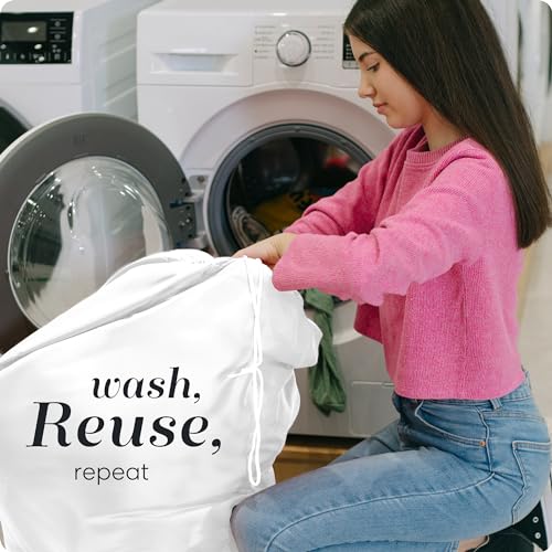 Handy Laundry Heavy Duty Laundry Bag – 22 x 32 in Durable Polyester, Extra Large, Machine Washable, Strong Drawstring Closure, Laundry Essentials for Travel, Dorm, Storage, White - color: White, size: 22" x 32"