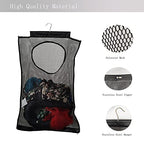 Hanging Mesh Laundry Hamper (30in*20in*2in) Large Dirty Clothes Bag, Can Be Used Behind The Door & Closet & Caravan& Bathroom (Black) - color: Black