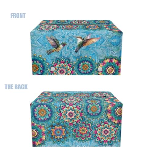 Tissue Box Cover, Modern PU Leather Tissue Box Tissues Cover Sturdy & Portable Tissues Holder for Night Stands Bedroom Decor Home Decor Items Hummingbirds - color: Blue Hummingbirds