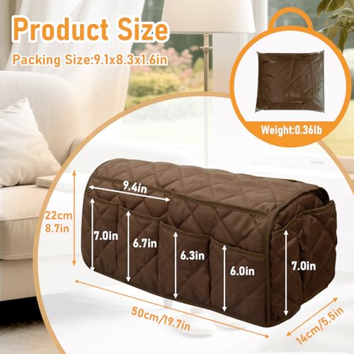 Armchair Caddy, Sofa Armrest Organizer, Non Slip Recliner Organizer, Remote Control Holder for Recliners, Couch Caddy with 14 Pockets Storage for TV Remote, Phone, Magazine (Brown) - color: Brown