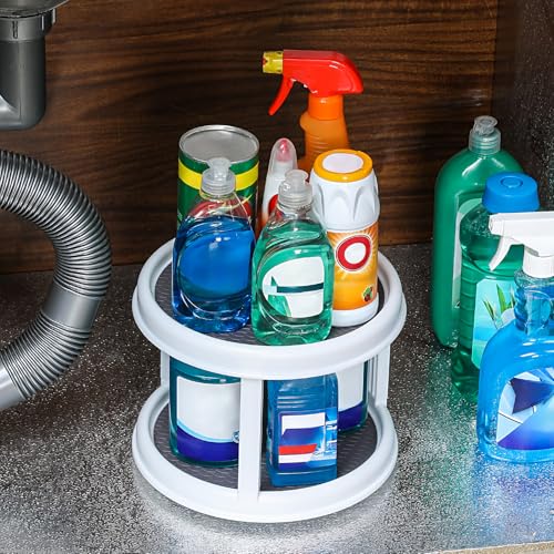 2 Tier 10" Turntable Lazy Susan Spice Organizer - Rotating Seasoning Rack for Pantry Cabinet Kitchen Countertop, Table Top Organizing - Multiuse Two Tier Rotating Organization Rack Spinner - size: 10inch - 1 Pack