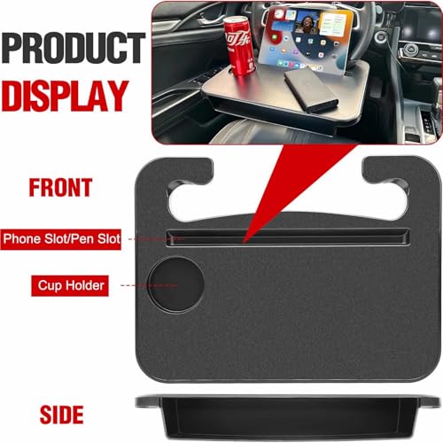 2-in-1 Steering Wheel Desk - Steering Wheel Tray Table with Seat Gap Filler Organizer | Car Food Tray for Driver | Car Desk for Laptop & Eating - Work Road Trip Essentials Accessories - style: Steering Wheel Tray