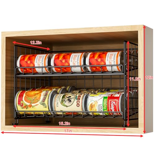 2-Pack Stackable Rack Organizer, Storage for Kitchen Pantry Cabinet, Holders for Food, Multifunctional Dispenser for Snacks Soda - color: Black-2 pack, size: 2 Tier