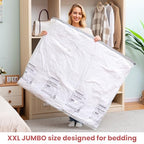 TAILI 4 Pack Vacuum Storage Bags, XXL Jumbo (47x39 Inch), Vacuum Sealed Bags for Comforter and Blankets, Bedding, Clothing, Giant Space Saver Bags for Huge Stuffed Toy - size: 4 XXL