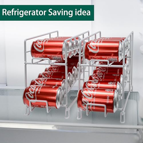 SUFAUY Beverage Can Dispneser Organizer, Stackable Shelves for Storage for Pantry, White - 2 Pack - color: White, size: 16.5"L X 5.8"D X 9.7"