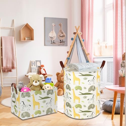NTAOHAMPER Kids Laundry Hamper, Green Laundry Basket, Baby Nursery Hamper, Waterproof Storage Bin, Clothes Organizer Basket, Room Decor(Green Animal) - color: Green Animal