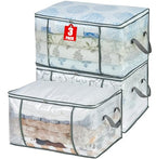 MKOKYD 80L Clear Large Storage Bag, Clothes Storage Containers for Organizing Closet, Bedroom, Underbed, Comforters, Clothing, Blankets, Pillow, Foldable Organizer with Sturdy Handle and Zippers (3)