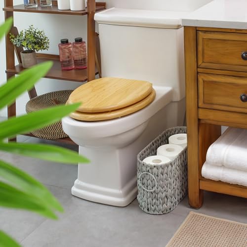 GRANNY SAYS Toilet Paper Storage, Toilet Paper Basket for Bathroom, 6 Mega Rolls Organizer Free Standing, Wicker Basket for Bathroom Storage, Grey - color: Grey, size: 15¾"L x 6½" Wx 9½"H (No Lid)