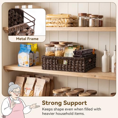 GRANNY SAYS Wicker Storage Baskets for Shelves, Wicker Basket for Organizing, Decorative Basket, Woven Baskets for Pantry Storage, Brown, 1-Pack - color: Brown, size: 15¼"L x 11¾"W x 4¾"H