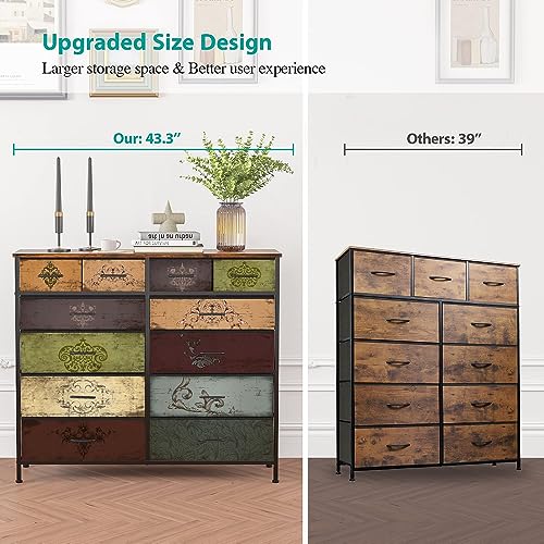 VASICAR Dresser for Bedroom with 12 Drawers, Tall Fabric Drawer Dresser, Chest of Drawers for Closet, Nursery, Bedside, Living Room, Entryway, Hallway (Pattern) - color: Pattern
