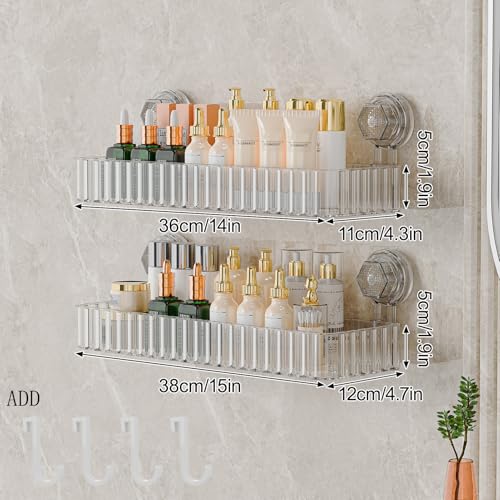 Shower Caddy Suction Cup Bathroom Shower Organizer for Bathroom Storage & Home Decor & Kitchen No Drilling Large Capacity Removable and Reusable Shower Shelves for Inside Shower. (clear, square) - color: Clear, size: Square