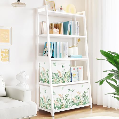 Clastyle 3 pcs Leaf Women Cube Storage Unit Boxes Foldable Kallax Box for Shelves Ladies Girls Storage Baskets for Book Clothes Toy Organizer, Green, 11.8x11.8x11.8 in - color: Green
