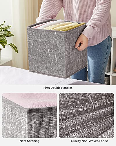 SONGMICS Storage Cubes, 11-Inch Non-Woven Fabric Bins with Double Handles, Set of 6, Closet Organizers for Shelves, Foldable, for Clothes, Taupe UROB026K01 - color: Taupe, size: 10.2''L x 10.2''W x 11''H