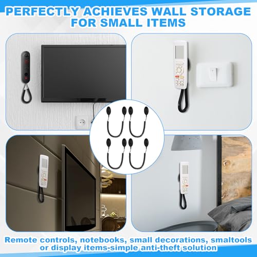 4 Pack 43 Inch Magnetic Remotes Control Holder with Spring Ropes Retractable Cord Remote Holder Wall Mount Anti-Loss Remote Control Leash Wall Mount for Projector TV Fan Couch, Bedside Table - size: 43 Inch