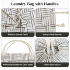 Canvas Laundry Bag 33"Wx 35"H, Thick Canvas Laundry Bag with Handles & Drawstring, Extra Large Heavy Duty Washable Basket Liner Hamper Liner Storage Sack (Geometry Grid) - color: Geometry Grid,1pc XL, size: XL 33"W x 35"H┃1 Pack