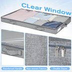 4 Pack Under Bed Storage, Below 4 Inches Underbed Storage Containers Low Profile No Sidewalls Foldable Shallow Storage Bins Organizer with Clear Lid and Zipper