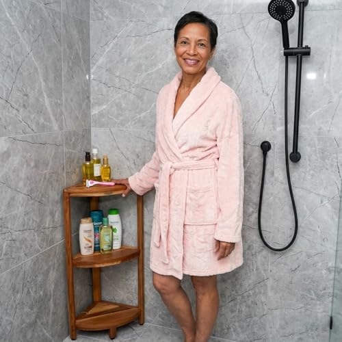 EcoDecors 3-Tier Shelf Waterproof Teak Wood Shower Shelf for Inside Shower Provides Storage, and Organization for Bathroom Accessories - size: 3 tier - Compact