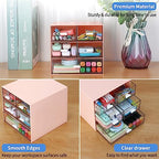 Desk Organizer with 5 Drawers, Rectangular Office Stationery Supplies Desktop Drawers, Plastic Makeup Storage, Suitable for Office, School, Home (Pink & 5 Drawers) - color: Pink & 5 Drawers