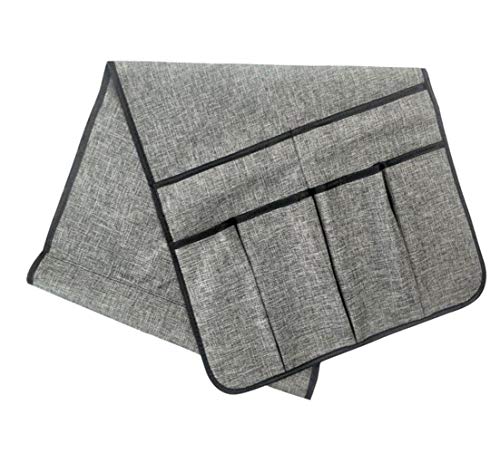 IPENNY Cotton Linen Sofa Couch Remote Control Holder Chair Armrest Caddy Pocket Organizer Storage Bag for Cellphone Tablet Notepad Book Magazines DVD Eyewears Drinker Snacks Holder Pouch - color: Cotton, Gray