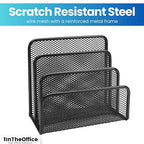 1InTheOffice Mail Organizer, Multi Step Desk Organizer, Desk File Sorter, Mesh Vertical File Organizer, Black, 1 Pack