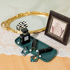 Ceramic Bathroom Tray,Kitchen Sink Organizer Tray,Cosmetics Holder (Blackish Green) - color: Blackish Green