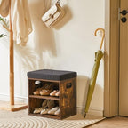 YMYNY Shoe Storage Bench with Cushion, 2 Tier Shoe Rack with Padded Seat, Adjustable Shoe Organizer Cabinet for Entryway, Living Room, Hallway, Closet, 15.4L*11W*16.54H, Rustic Brown, UHBD028H - color: Rustic Brown