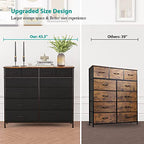 VASICAR Large Dresser for Bedroom with 12 Deep Drawers, Tall Fabric Drawer Dresser, Chest of Drawers for Closet, Nursery, Living Room, Laundry, Entryway, Hallway (Black) - color: Black