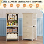 WLIVE Dresser with 4 Drawers, Storage Tower, Organizer Unit, Fabric Dresser for Bedroom, Hallway, Entryway, Closets, Sturdy Steel Frame, Wood Top, Easy Pull Handle, Cream White - color: Cream White