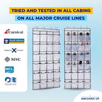 Cruise Cabin Over Door Organizer for Shoes, Toiletries and Accessories – 24 Pockets – Tested on All Cruise Lines such as Carnival, Royal Caribbean, Celebrity, Norwegian etc – Cruise Essentials
