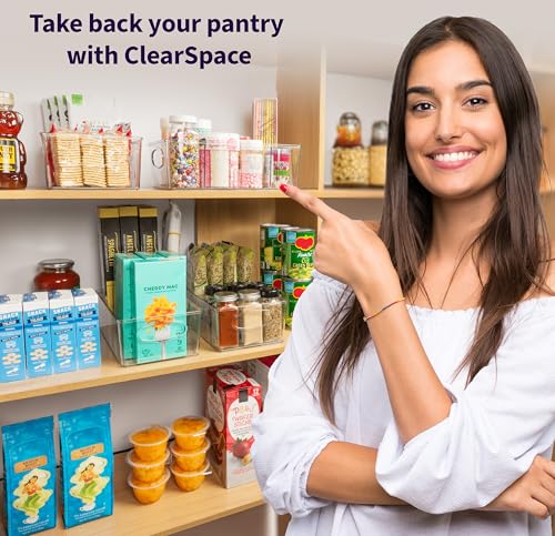 ClearSpace Plastic Pantry Bins with Removable Dividers - Kitchen Storage and Organization (4 Pack) - size: 10.5"L x 6"W x 3.5"H