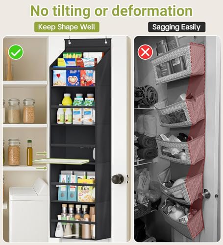 AOODA 2 Pack Over the Door Organizer, Large Capacity Closet Door Hanging Organizer, Clear Deep Pockets Baby Storage for Nursery, Bathroom, Bedroom, Pantry, Diapers (Black) - color: Pure Black, size: 2 Packs