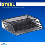 1InTheOffice 3 Tiers File Folder Organizer, Desk Sorter, Black Mesh