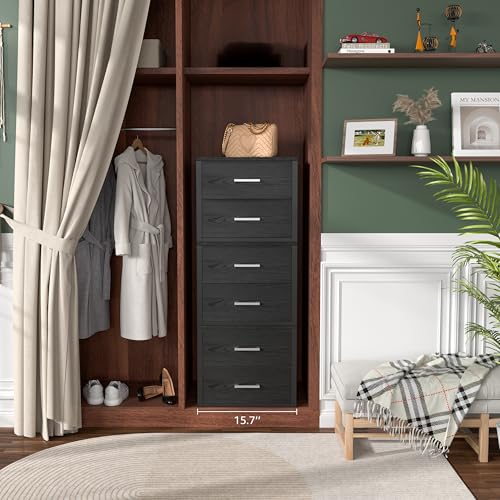 BOLUO Stackable Storage Drawers Closet Organizers and Storage Fabric Black 2 Drawer Dresser for Bedroom Modern - color: Black, size: M(11.2"D x 15.2"W x 16.1"H)