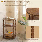 3-Tier Oval Side Table with Solid Wood Legs, Small End Table with Storage Shelves for Living Room Bedroom, Modern Night Stand Accent Table for Small Spaces, Easy Assembly - size: Oval(12.6''x15.7''x22.8'')