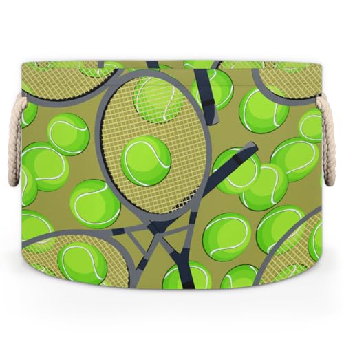 Large Round Storage Basket Sport Tennis Ball Green Collapsible Circle Storage Bin Basket Laundry Hamper With Handle for Kids Boy Girls Toy Bedroom Living Room Nursery Room Decor Storage Organizer - color: A05:sport theme 4