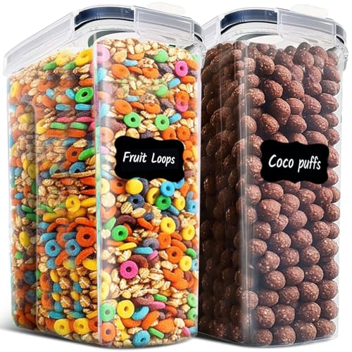 ComSaf 6.7Qt Cereal Storage Container Set of 2 - Ideal for Home Cooks Storing Cereal and Organized Families Organizing Bulk Food，Large Cereal Dispenser Keeps Pantry and Kitchen Countertop Neat - size: 6.7Qt-Rectangle
