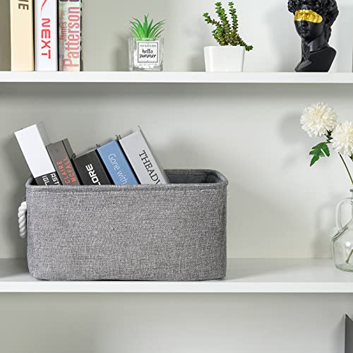 TheWarmHome Storage Bins - Medium 3 Pack Storage Baskets for Organizing Shelves | Fabric Storage Cubes Organizer for Linen Closet Nursery Home Decor Grey - color: Grey, size: 3PCS/Medium -13.8Lx9.8Wx6.7H