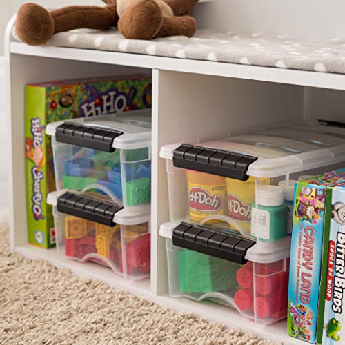 IRIS USA 6-Pack Storage Bins with Lids, 6 Quart, Made in USA Stackable See-Through Organizing Solution Latches Durable Nestable Containers Secure Pull Handle, BPA-Free Plastic - color: Clear, size: 6 Qt, style: 6 Pack