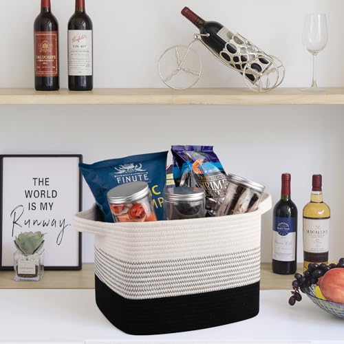 OIAHOMY Storage Basket, Woven Baskets for Storage, Cotton Rope Basket for toys,Towel Baskets for Bathroom - Pack of 3, Gradient Dark - color: Gradient Dark, size: 3 pcs-13”x9.9”x8.7”