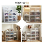 HealSmart 15-Pack Large Shoe Storage Boxes, Stackable Plastic Shoe Organizer with Lids, Large Shoe Rack & Storage Containers for Closet, Under Bed, Entryway, White