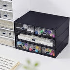 Desktop drawers, stackable plastic drawers, stationery and office supplies (Black, 2 Compartment) - color: Black, size: 2drawers